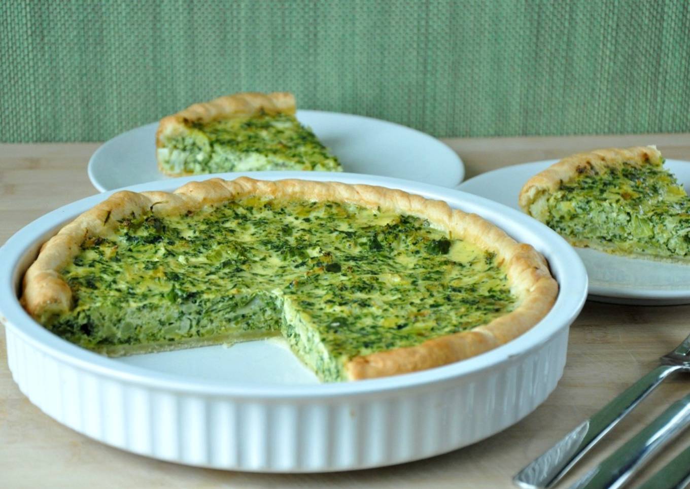 Tarta de brócoli, espinaca y queso