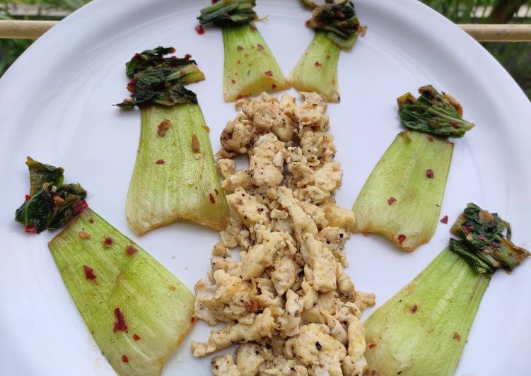 Simple Way to Cook Appetizing Bokchoy-egg breakfast plate