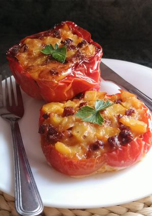 Una foto de Pimientos rellenos de tortilla choricera