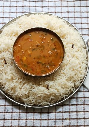 A picture of Dal Chawal (Gujarati Style).