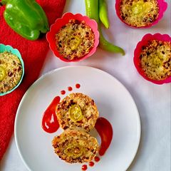 A picture of Thinai pepper pizza muffins.