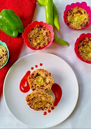 A picture of Thinai pepper pizza muffins.