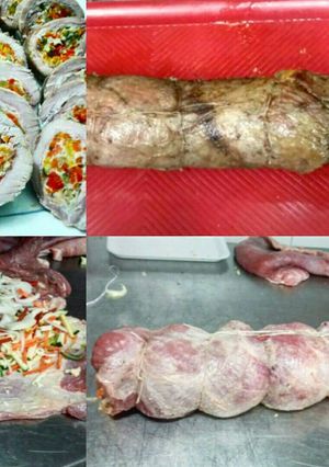 Una foto de Sobrebarriga o matambre rellena de verduras