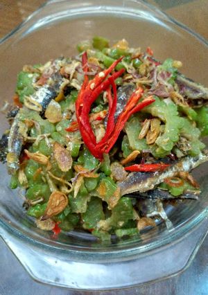 Foto resep Tumis Pare Ikan Asin Pedas Penggugah selera