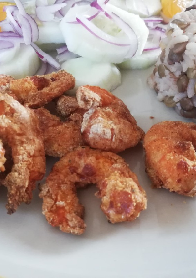 Una foto de Camarones empanizados con harina de garbanzos en Air Fryer!!