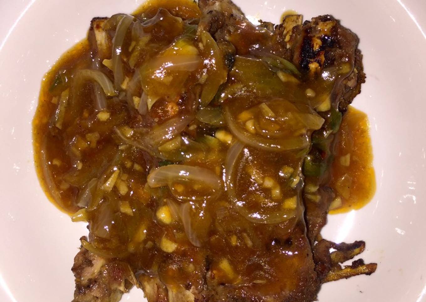 Iga kambing bakar saus steak