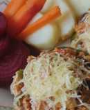 Zapallitos rellenos de proteína de soja con verdura (vegano)