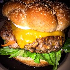 A picture of Deliciously simple veggie burgers .