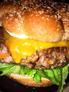 A picture of Deliciously simple veggie burgers .
