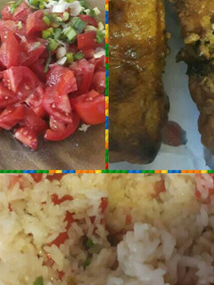 Una foto de Filet de Merluza al estilo marinera