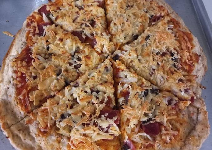 Langkah Mudah untuk Menyiapkan Whole Wheat Pizza (No Knead, No egg), Sempurna