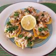 Canasticas de plátano rellena de masa de jaiba.🦀