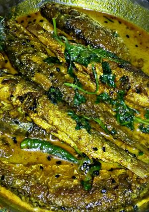 A picture of Bata Mach er Jhal (Bata fish in spicy mustard gravy).