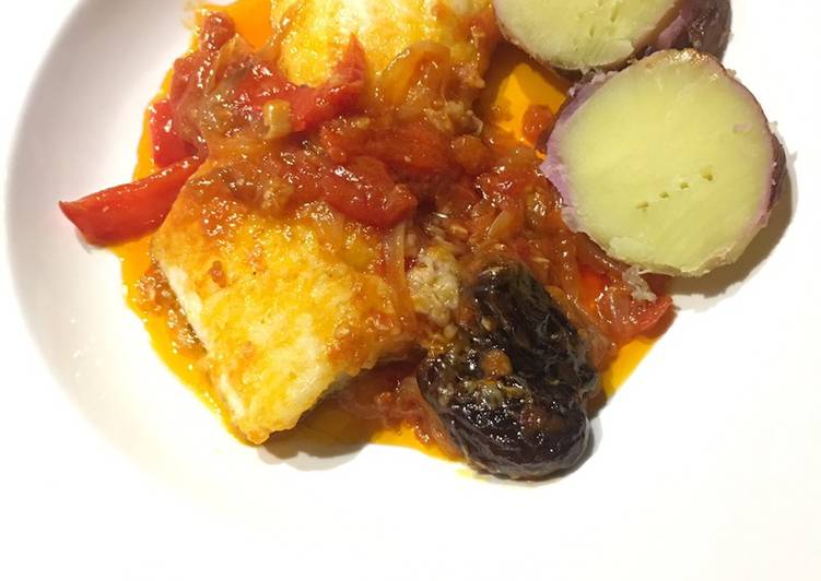 Bacalao con ciruelas pasas y batata
