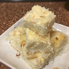 A picture of Coconut Almond Rice Noodle Kugel.