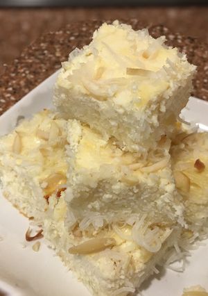 A picture of Coconut Almond Rice Noodle Kugel.