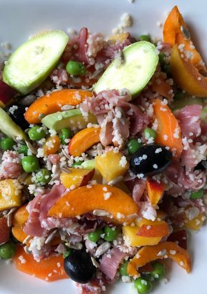 A picture of Peach, Peas and Ham Salad.