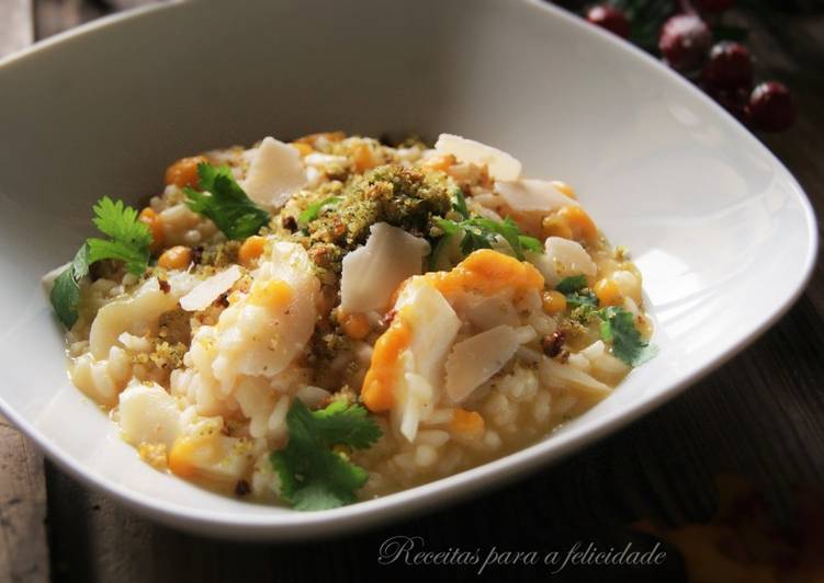 How to Prepare Speedy Risotto de Bacalhau com Abóbora e Crumble de Broa