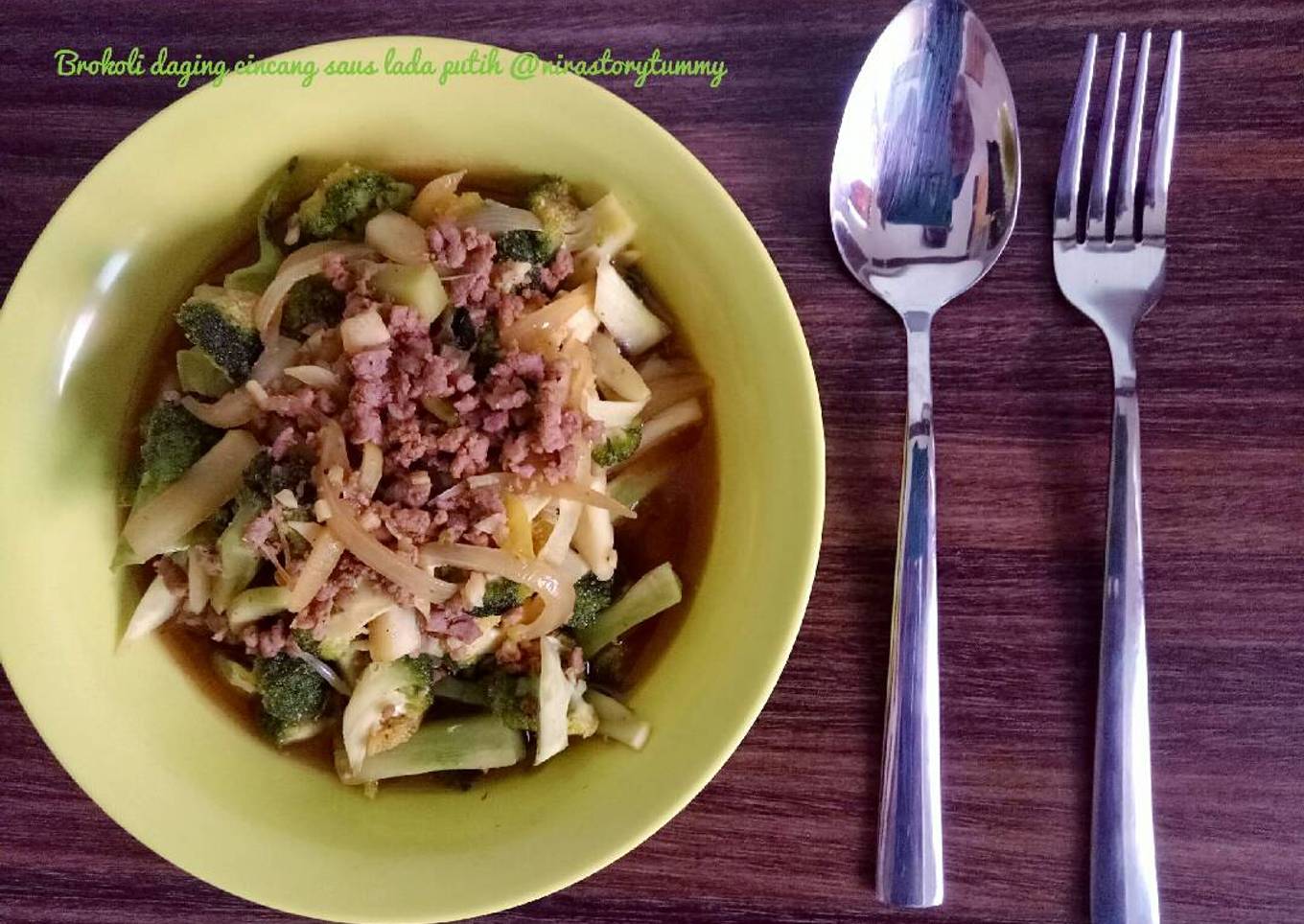 Brokoli daging cincang saus lada putih #bantumantenbaru