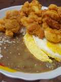 Almuerzo contundente: Lentejas, huevo y chicharrón de pota