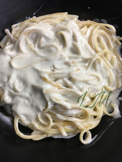 Una foto de Espaguetis al roquefort en olla GM. Tercera semana, receta rápida contrarreloj