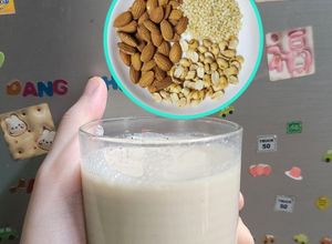 Hình của món Sữa đậu phộng rang + ý dĩ + hạnh nhân 🥜🥜🥜🫘.