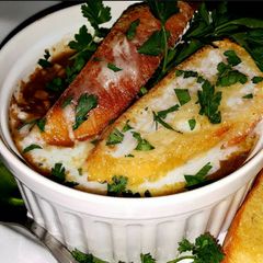 A picture of Mike's French Onion Soup.