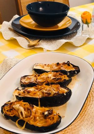 صورة لوصفة باذنجان بالمكرونه والدجاج