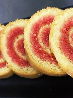 A picture of Coconut Pink Swiss Roll.