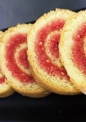 A picture of Coconut Pink Swiss Roll.
