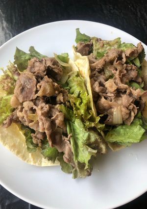 Foto resep Healthy diet food: Tortilla+ beef slice + egg