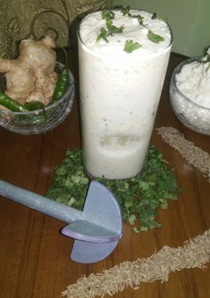A picture of Masala chaas (spicy buttermilk).