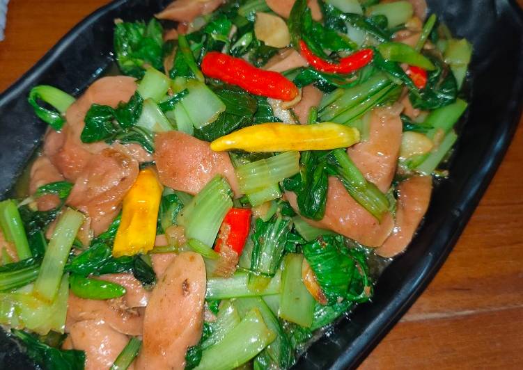 Resep Cah Pokcoy dan Sosis (145), Bikin Ngiler