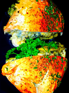A picture of Mike's Artichoke Spinach & Cheese Stuffed Chicken Breasts.