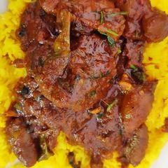 A picture of Chicken Gizzard Liver Heart Masala.