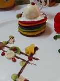 Rainbow pancakes with icecream