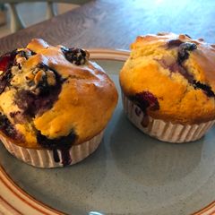 A picture of Moist Yoghurt Blueberry Muffins.