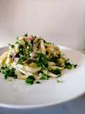 Trofie con crema di patate, speck e rucola