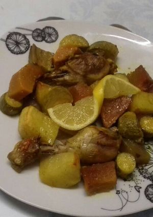 صورة لوصفة دجاج وخضار مشويه بالفرن
