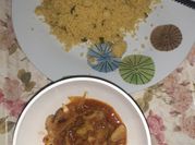 A picture of couscous beef meat