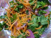 Una foto de ensalada con cebolla morada