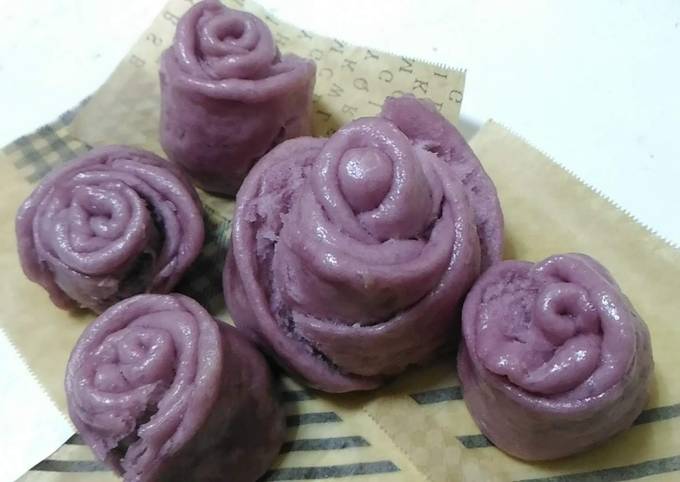 Cara Bikin Purple Sweet Potato Rose Mantao / Mantao Mawar dari Ubi Jalar Ungu, Bikin Ngiler