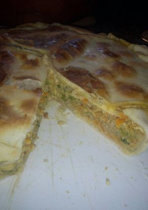 Una foto de Tarta de zapallitos y zanahorias con arroz integral