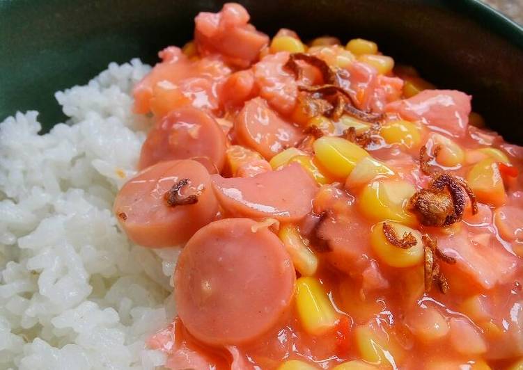 Resep Rice Bowl Sederhana (Saus Sosis+Jagung Manis+Telur) yang Sempurna