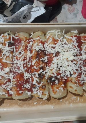 Una foto de Canelones de jamón y queso