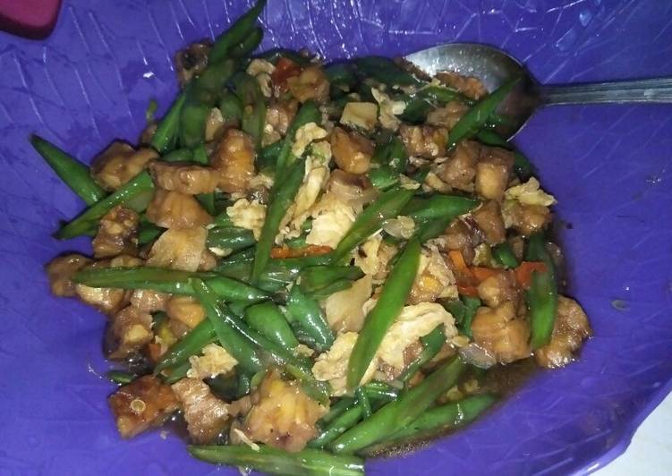 Tumis buncis tempe pedas manis