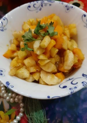 A picture of Mango fruit chaat Ramadan special with Huma kitchen.