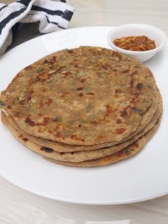 A picture of Paneer Sattu Veggie Paratha perfect for lunch boxes.