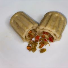 A picture of Title:Chicken pancake wrap.