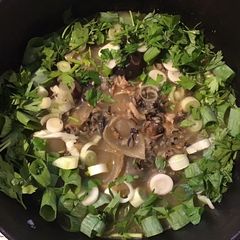 A picture of California Farm Smoked Mock Duck Wild Rice Soup.